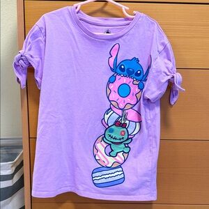 Disney Lavender Girls' Stitch & Donut Stack Short Sleeve Tee.
Size 7/8
